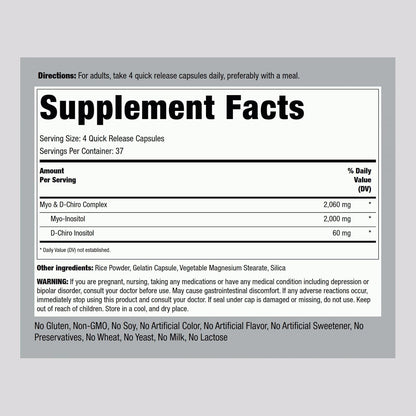 Piping Rock Myo-Inositol & D-Chiro Inositol Supplement | 150 Capsules | Complex Formula for Women | Non-GMO, Gluten-Free