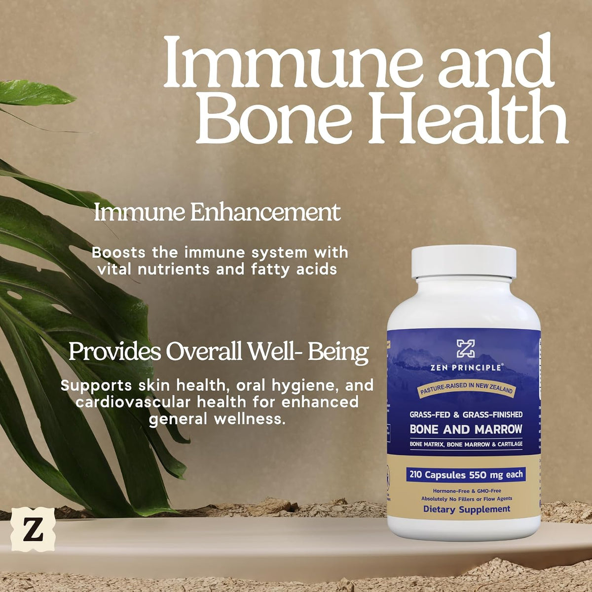 Zen Principle Grass Fed Beef Bone Marrow Supplement, 3300mg – Skin, Oral Health, and Joint Support, 2-Pack (420 Capsules) - görsel 4