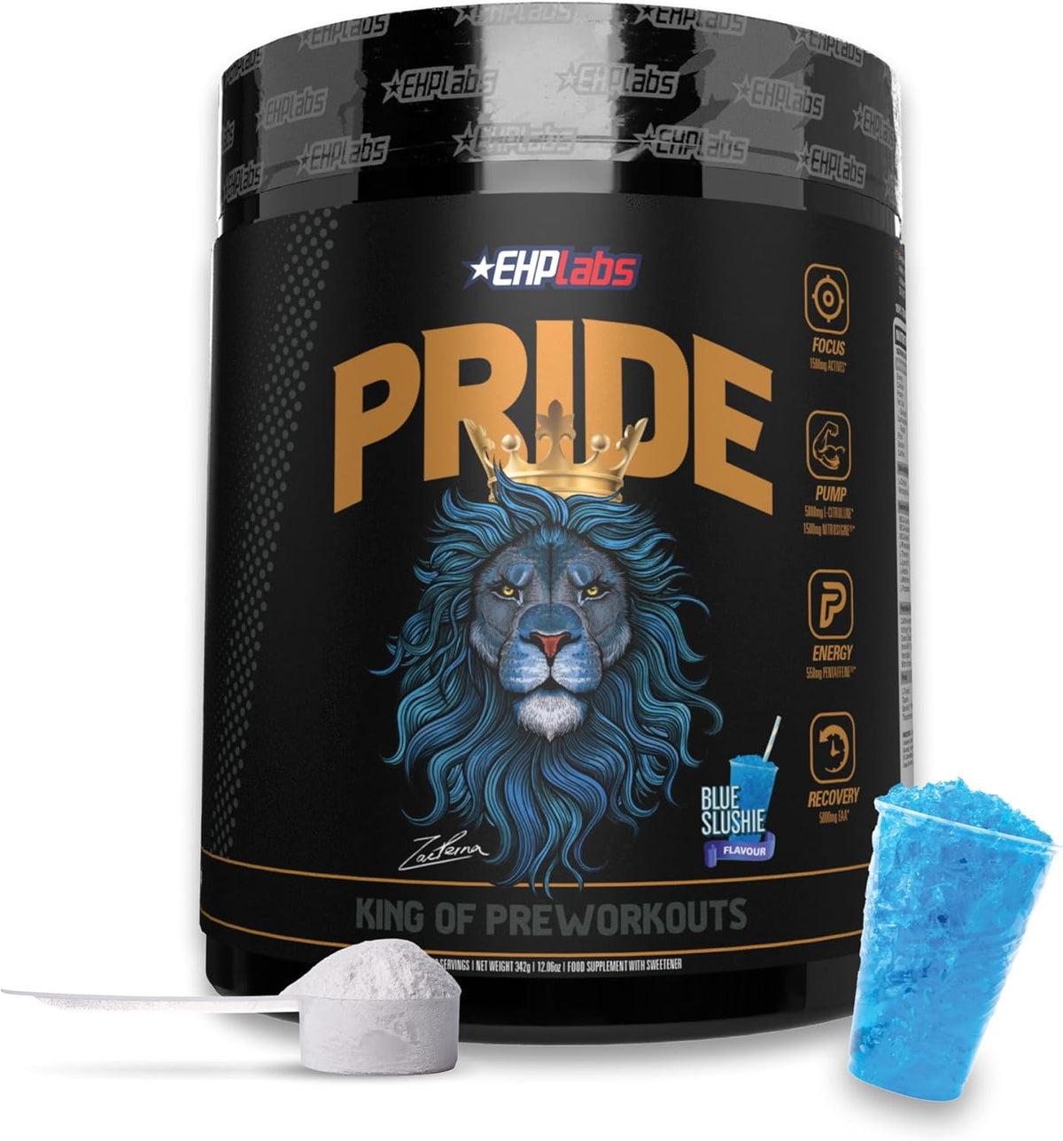 EHP Labs Pride Pre Workout Powder - Sugar Free Preworkout for Men & Women, 280mg Caffeine, BCAA, Blue Slushie (40 Servings) - görsel 1