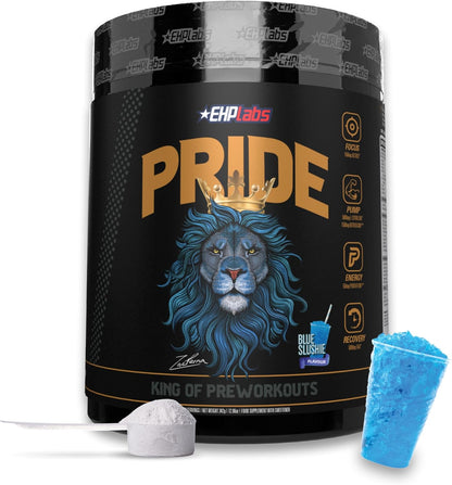 EHP Labs Pride Pre Workout Powder - Sugar Free Preworkout for Men & Women, 280mg Caffeine, BCAA, Blue Slushie (40 Servings)