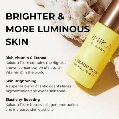 INIKA Organic Kakadu Plum Vitamin C Booster - Oil-Free Serum for Luminous Skin, 15ml
