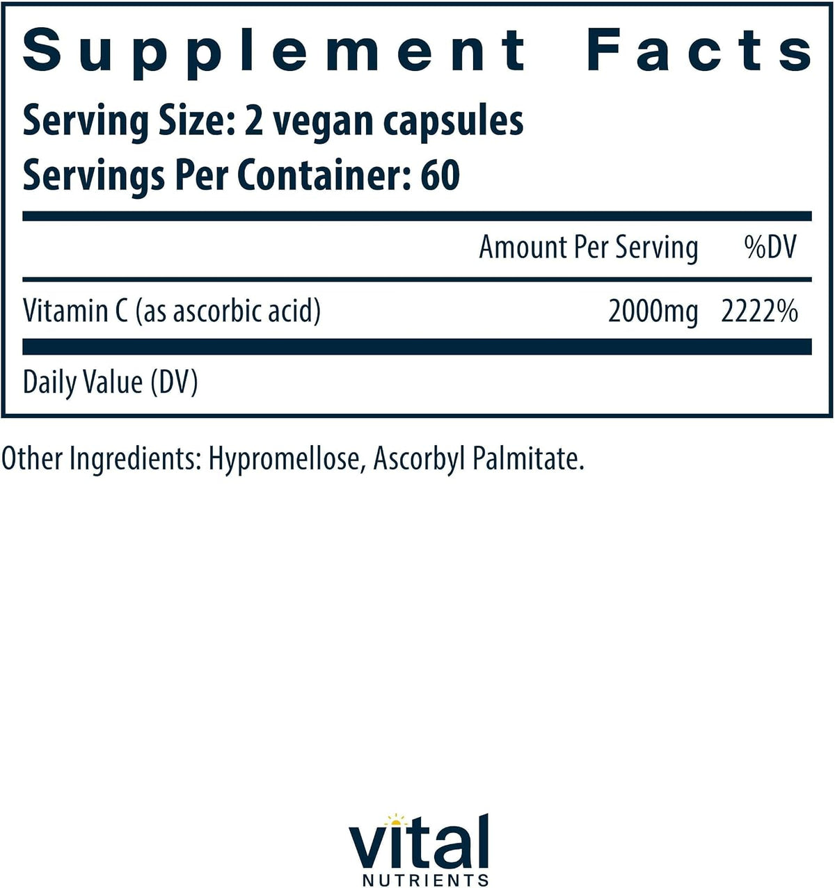 Vital Nutrients Vitamin C 1000mg – Pure Ascorbic Acid Supplement - görsel 2