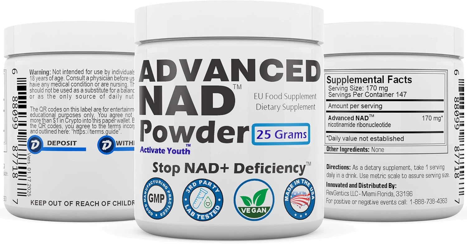 REVGENETICS Advanced NAD Powder - Food Supplement, 147 Servings (25 g), with Vitamin B3 - görsel 3
