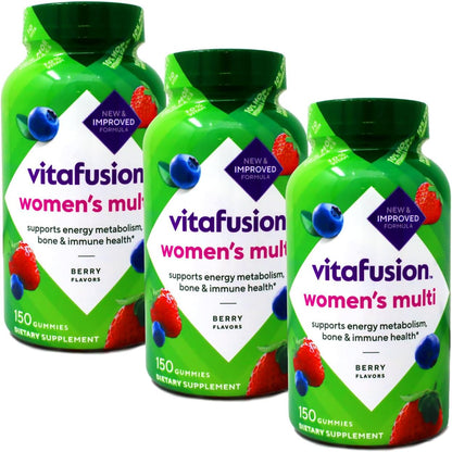 Vitafusion Women's Multivitamin Gummies, Mixed Berry Flavour, 150 Gummies per Bottle (Pack of 3)