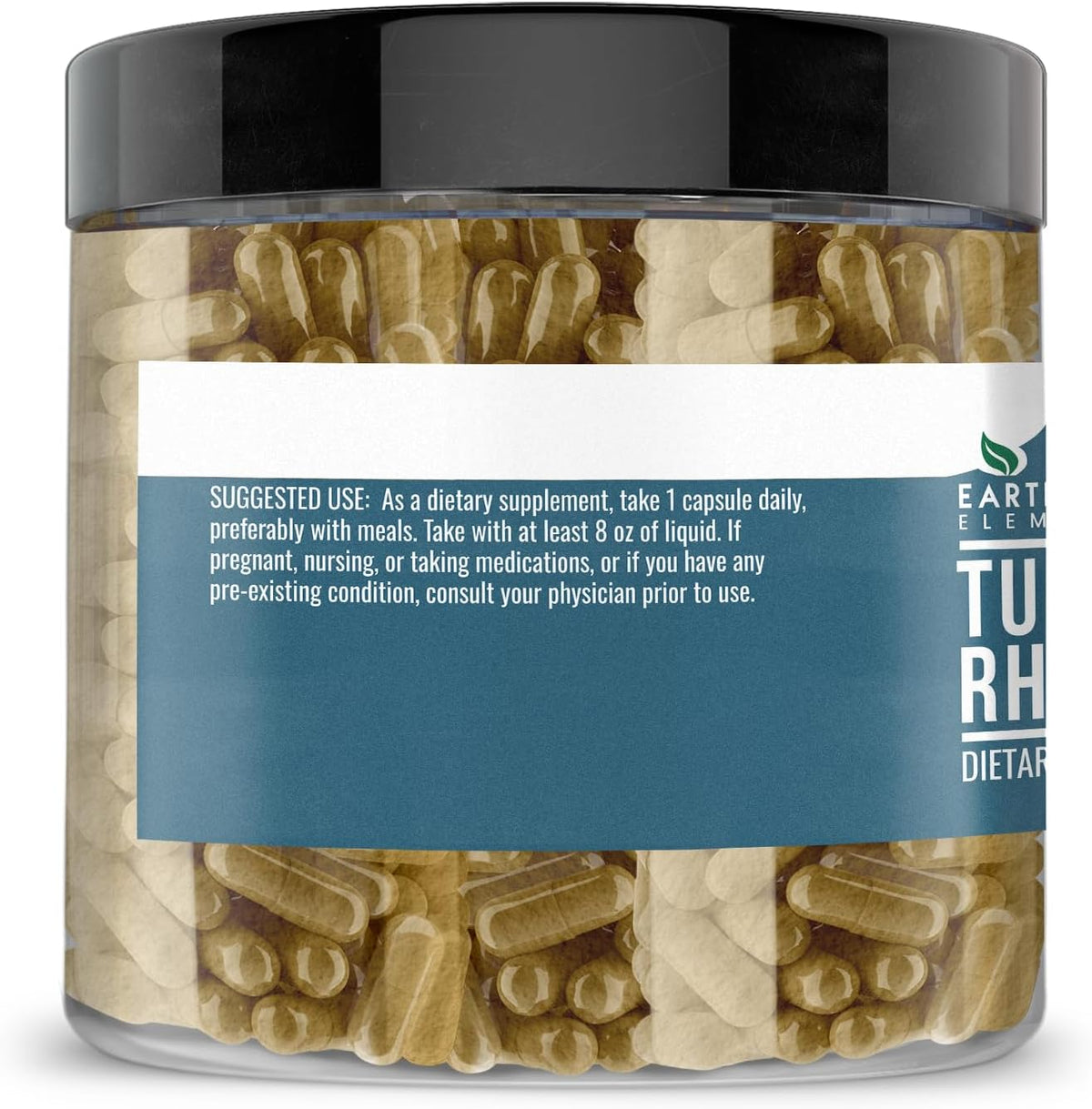 Earthborn Elements Turkey Rhubarb Extract 200 Capsules, Pure and Undiluted, No Additives - görsel 3