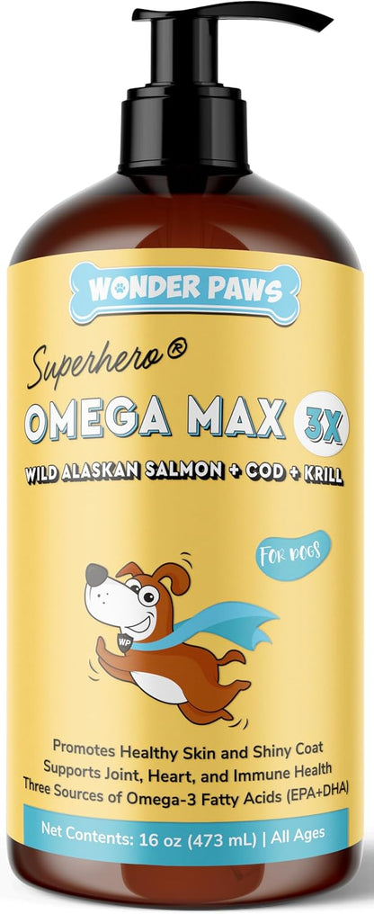 Wonder Paws Fish Oil for Dogs – Omega-3 from Alaskan Salmon, Cod & Krill Oil – EPA DHA Fatty Acids – Liquid Supplement (946 ml)