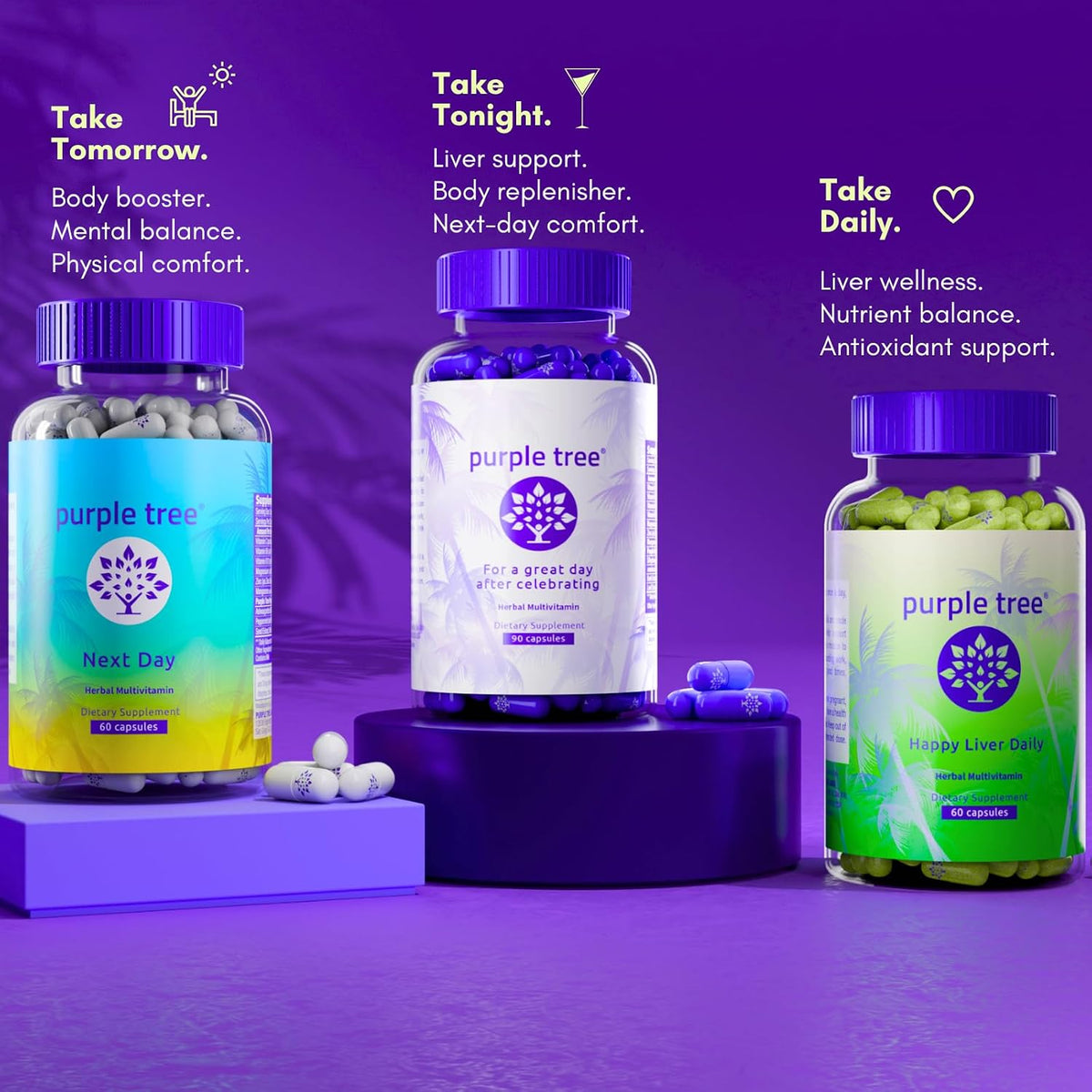 Purple Tree Next Day – Morning Post-Drink Wellness Supplement | Ashwagandha KSM-66, Milk Thistle, Ginger, Peppermint, Electrolytes & Vitamins | 90 Capsules - görsel 7