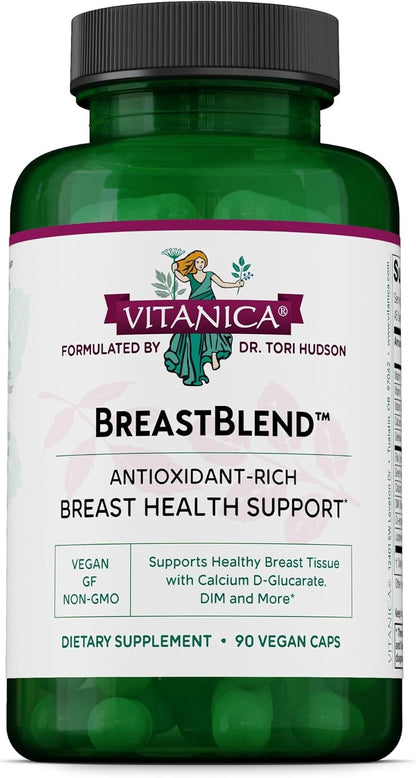 Vitanica BreastBlend - Breast Support Supplement - Antioxidant-Rich and Detoxification Support - Healthy Hormone Metabolism - Vegan - 90 Capsules