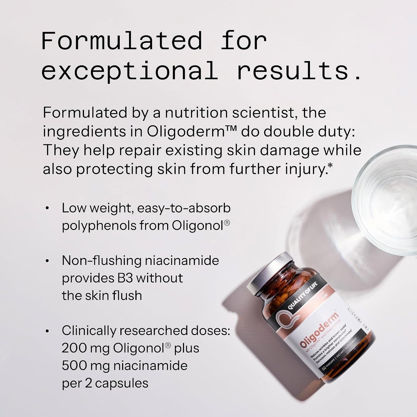 Quality of Life Oligoderm, Premium Skin Support Supplement with Oligonol and Niacinamide - 60 Capsules - görsel 5