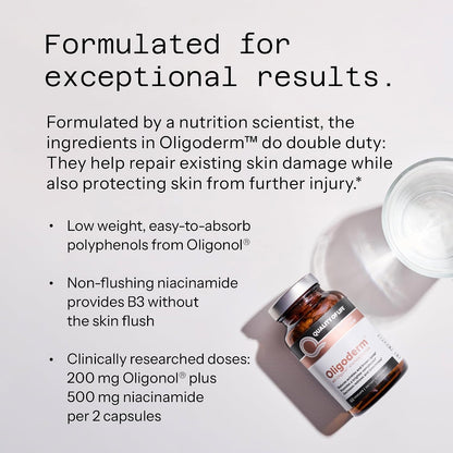 Quality of Life Oligoderm, Premium Skin Support Supplement with Oligonol and Niacinamide - 60 Capsules