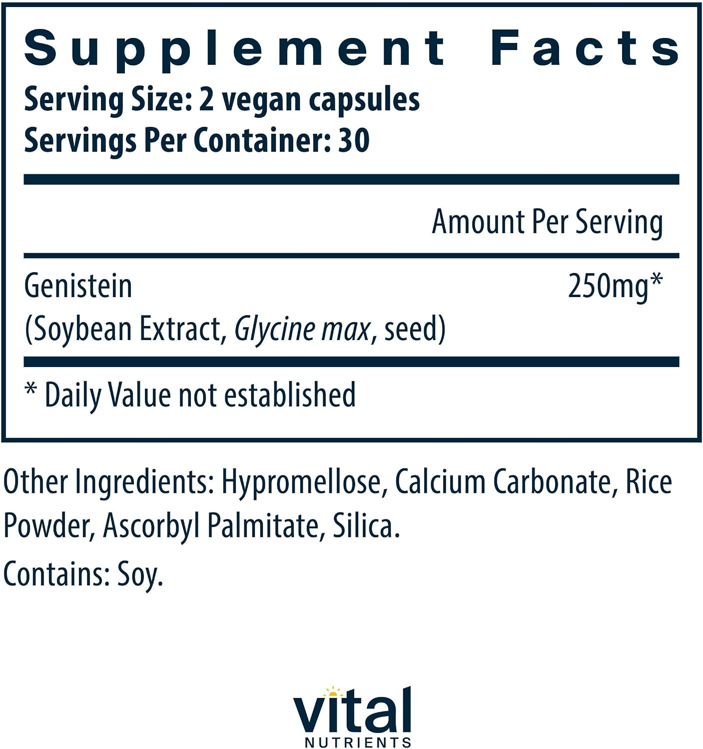 Vital Nutrients Genistein – Easily Absorbed Isoflavones for Bone Health Support – Vegan, Non-GMO, Gluten & Dairy Free – 60 Capsules - görsel 2