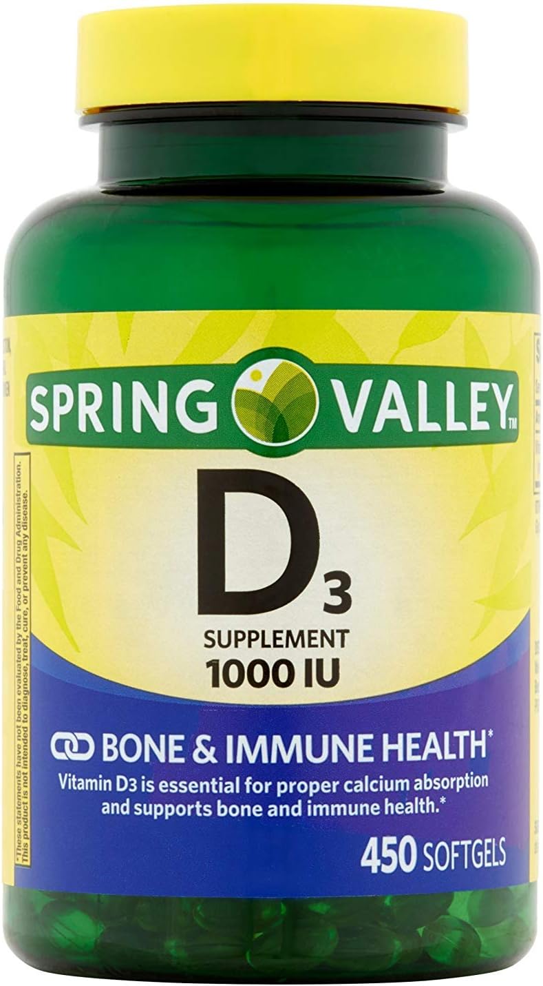 Spring Valley Vitamin D3 1000 IU, 450 Softgels - görsel 1