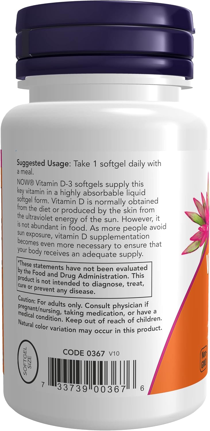 NOW Foods Vitamin D 2000 IU, 120 Softgels - görsel 3