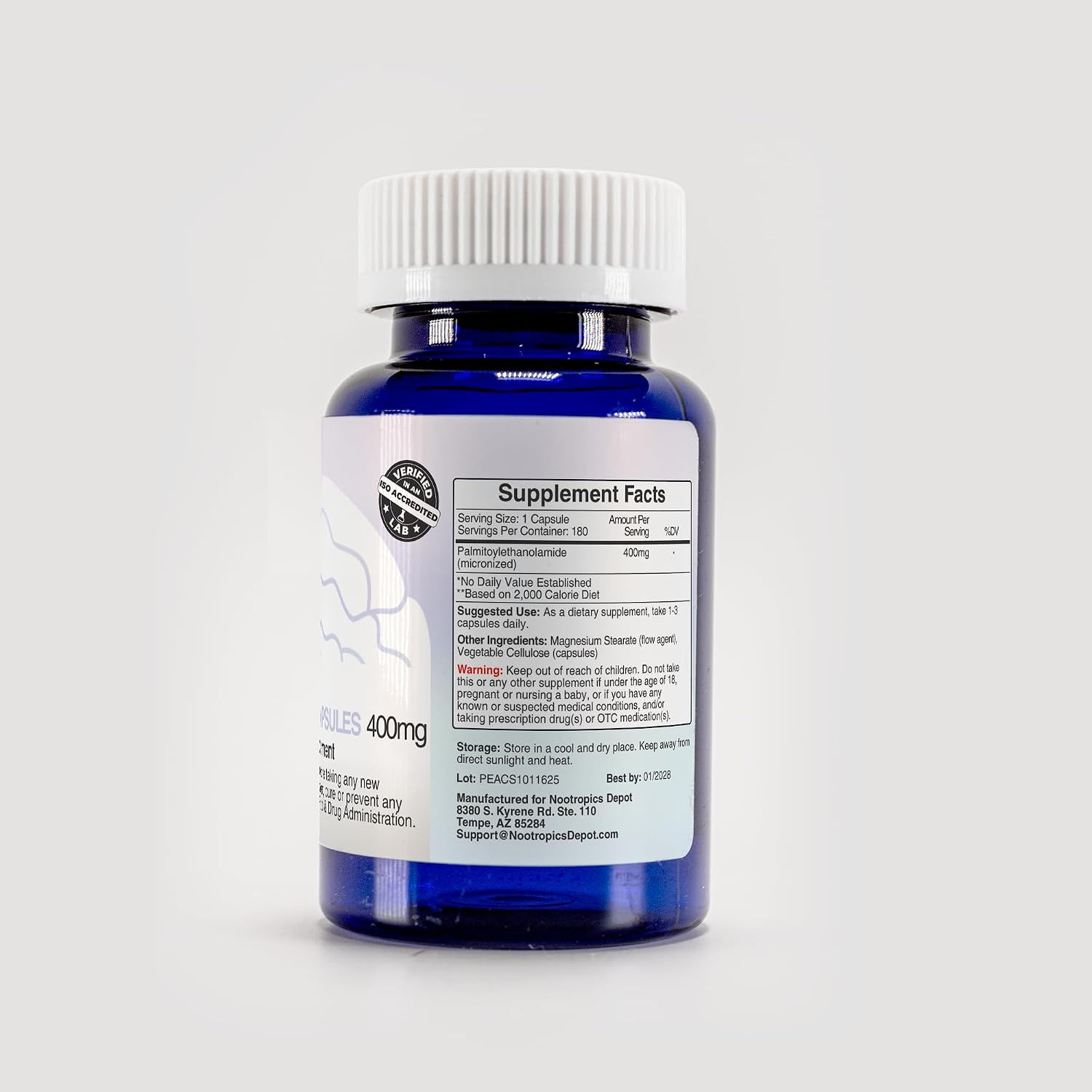 Nootropics Depot Palmitoylethanolamide (PEA) 400mg Capsules – Micronised for Enhanced Absorption – Joint, Nerve and Cellular Support – 180 Capsules - görsel 7