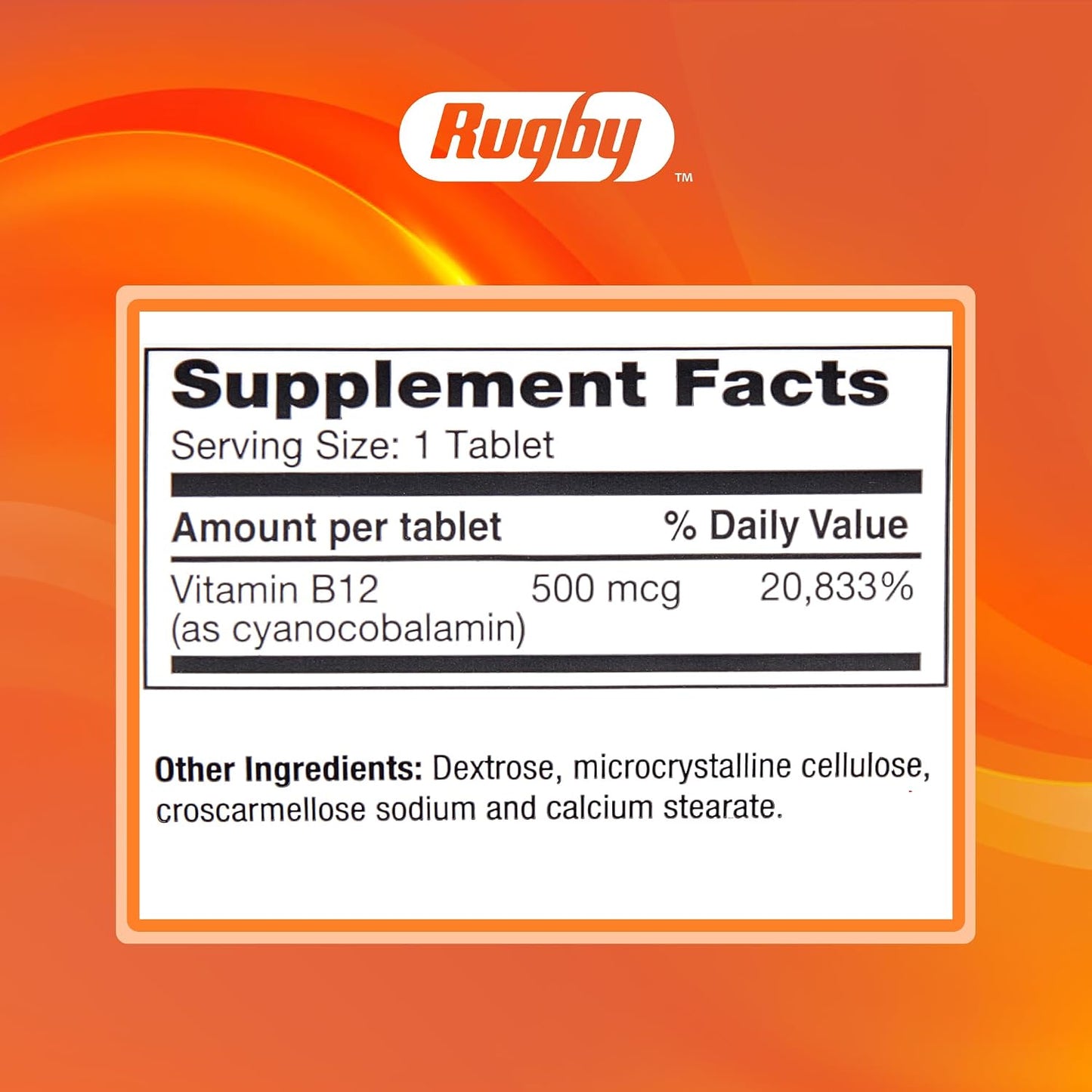 Rugby Vitamin B12 500 mcg Supplement – 100 Tablets - görsel 9