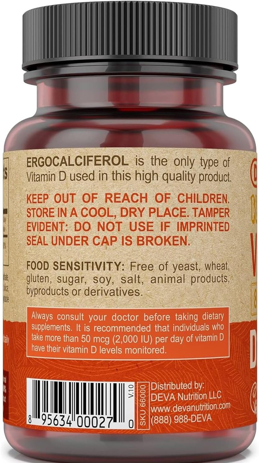 Deva Vegan Vitamin D2 800 IU, 90 Fast-Dissolving Tablets - görsel 2