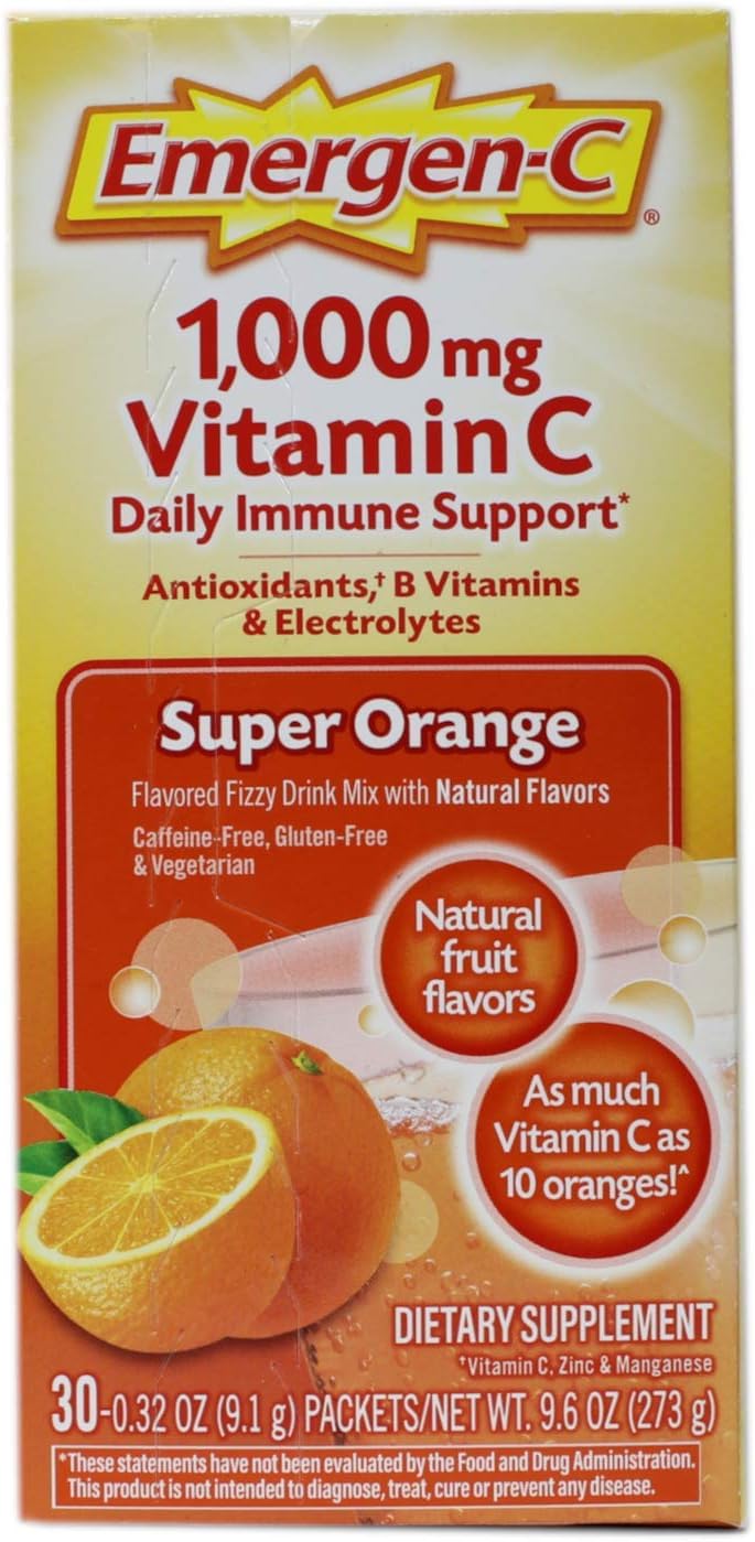 Emergen-C Vitamin C Fizzy Drink Mix, Super Orange, 120 Packets (4-Pack) - görsel 6