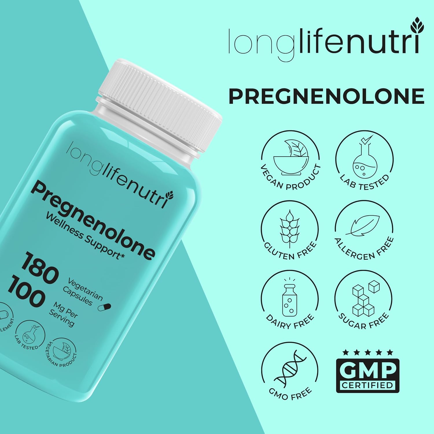 Brain & Hormone Support Pregnenolone – 180 Vegetable Capsules - görsel 6