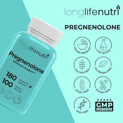 Brain & Hormone Support Pregnenolone – 180 Vegetable Capsules