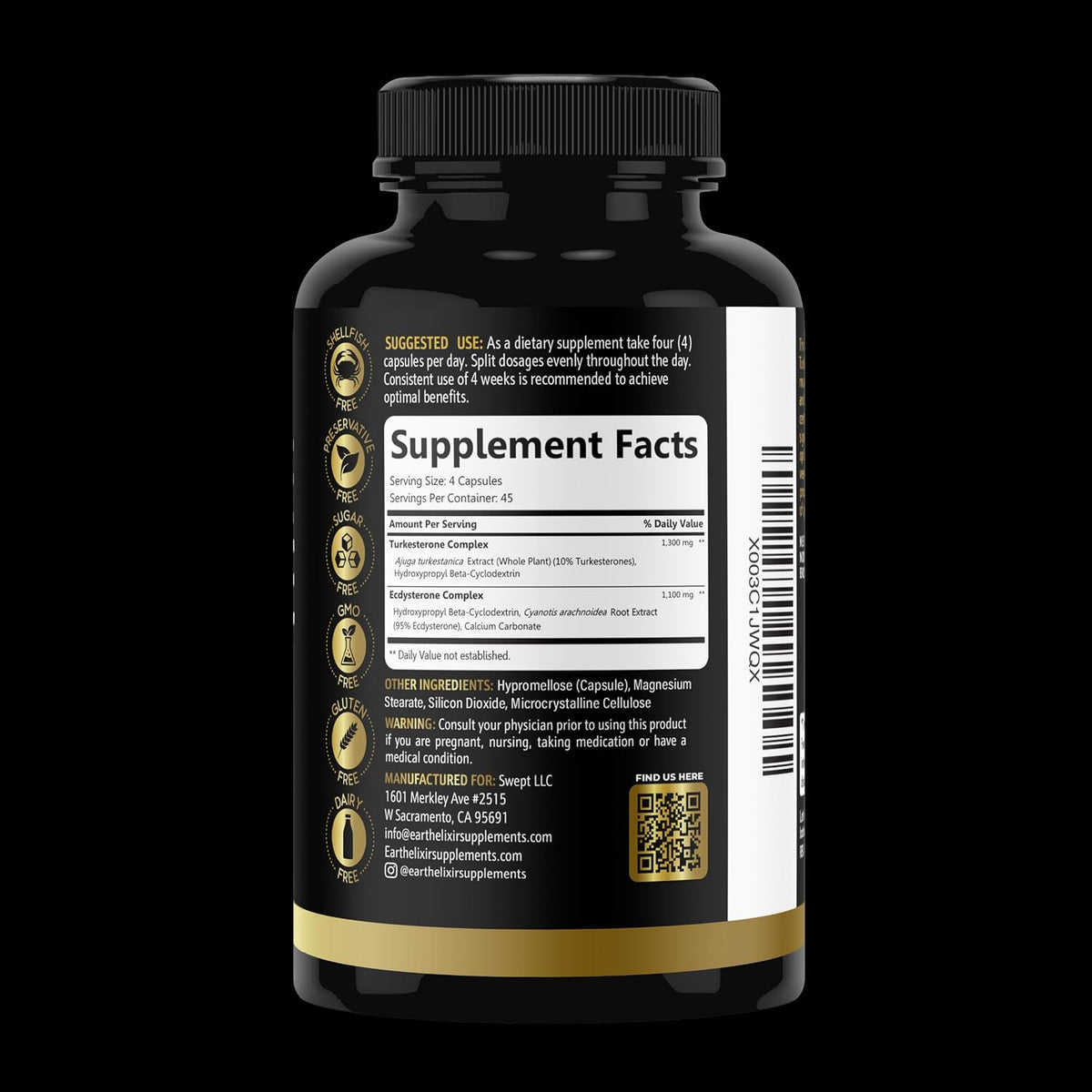 Turkesterone & Ecdysterone – Natural Testosterone Support Supplement, 2-in-1 High Potency, 180 Capsules - görsel 8