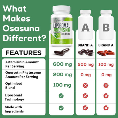 900 mg Liposomal Artemisia Annua for Maximum Absorption, Sweet Wormwood Extract (Artemisia Annua) with Quercetin Phytosome 200 mg, 120 Soft gel capsules