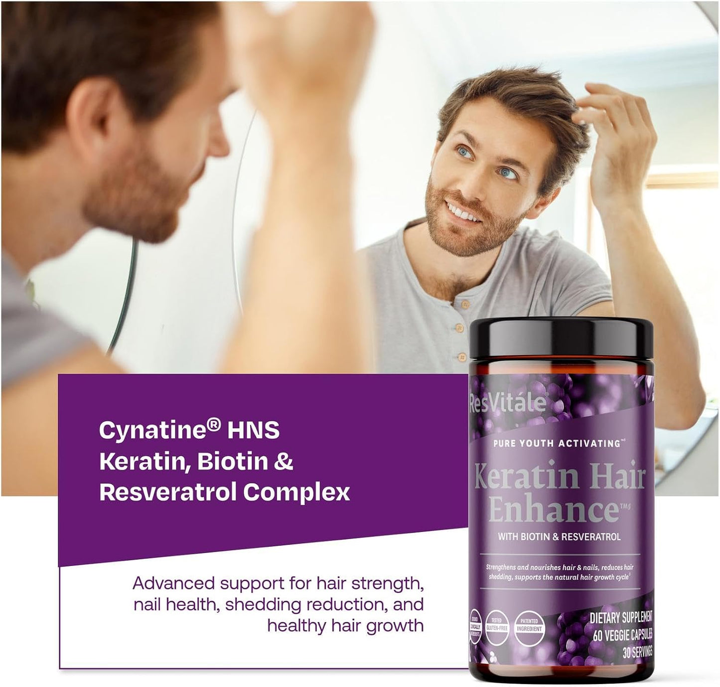 ResVitále Keratin Hair Enhance - Keratin Supplement for Hair Growth - 60 Capsules - görsel 5