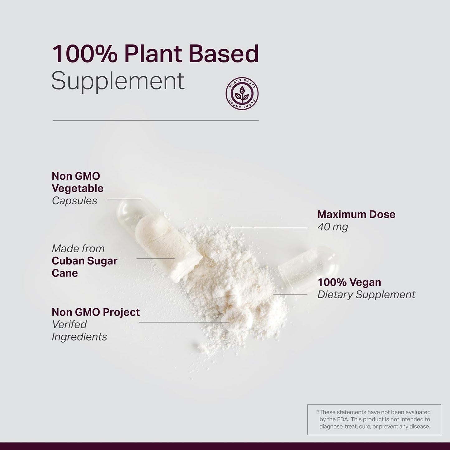 Anew Vita Policosanol Supplement - 40mg per Serving, Cuban Sourced Sugarcane, Non-GM, Gluten-Free - 120 Veggie Capsules - görsel 3