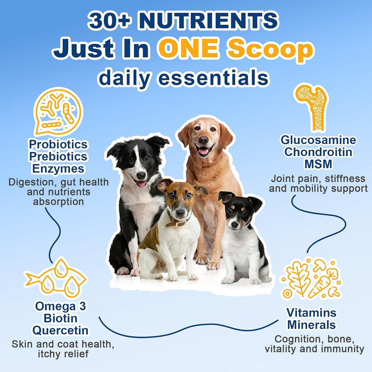 SHINEPAWS Dog Multivitamin Powder with Probiotics, Glucosamine & Omega-3 - görsel 3