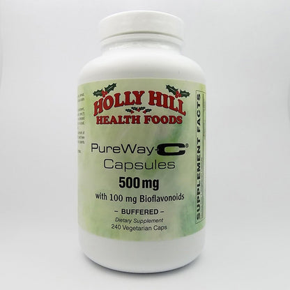 Holly Hill Health Foods PureWay-C 500 mg with 100 mg Citrus Bioflavonoids, Buffered, 240 Vegetarian Capsules