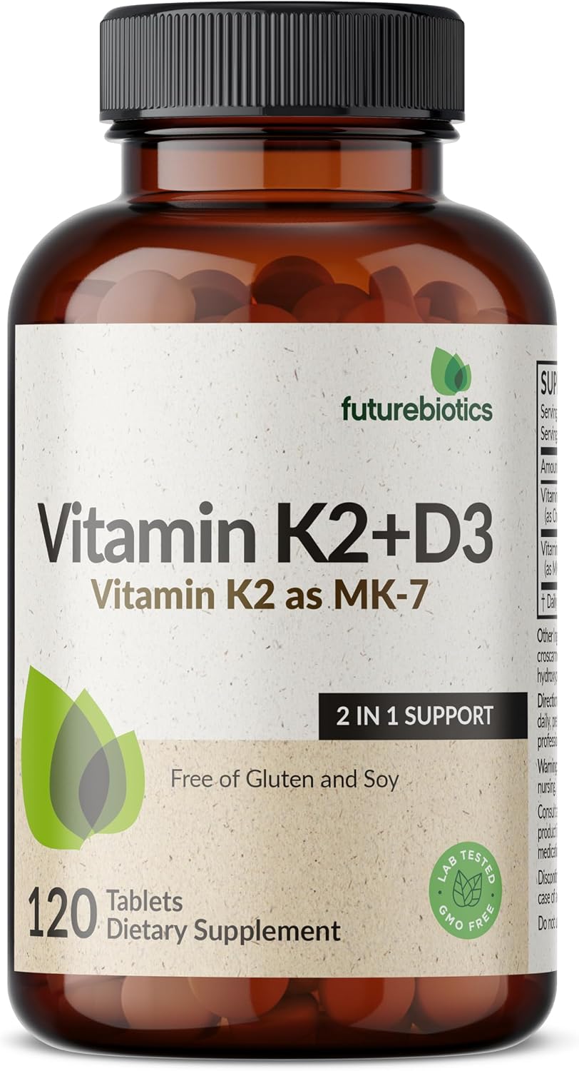 Futurebiotics Vitamin K2 with D3, 2 in 1 Support, 5000 IU Vitamin D3 & 90 mcg Vitamin K2 MK-7 Non-GMO, 120 Tablets - görsel 4