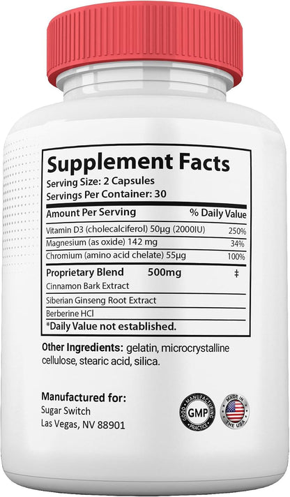 GlucoRenu Capsules, Maximum Strength All Natural Food Supplement, 60 Capsules (Pack of 3)