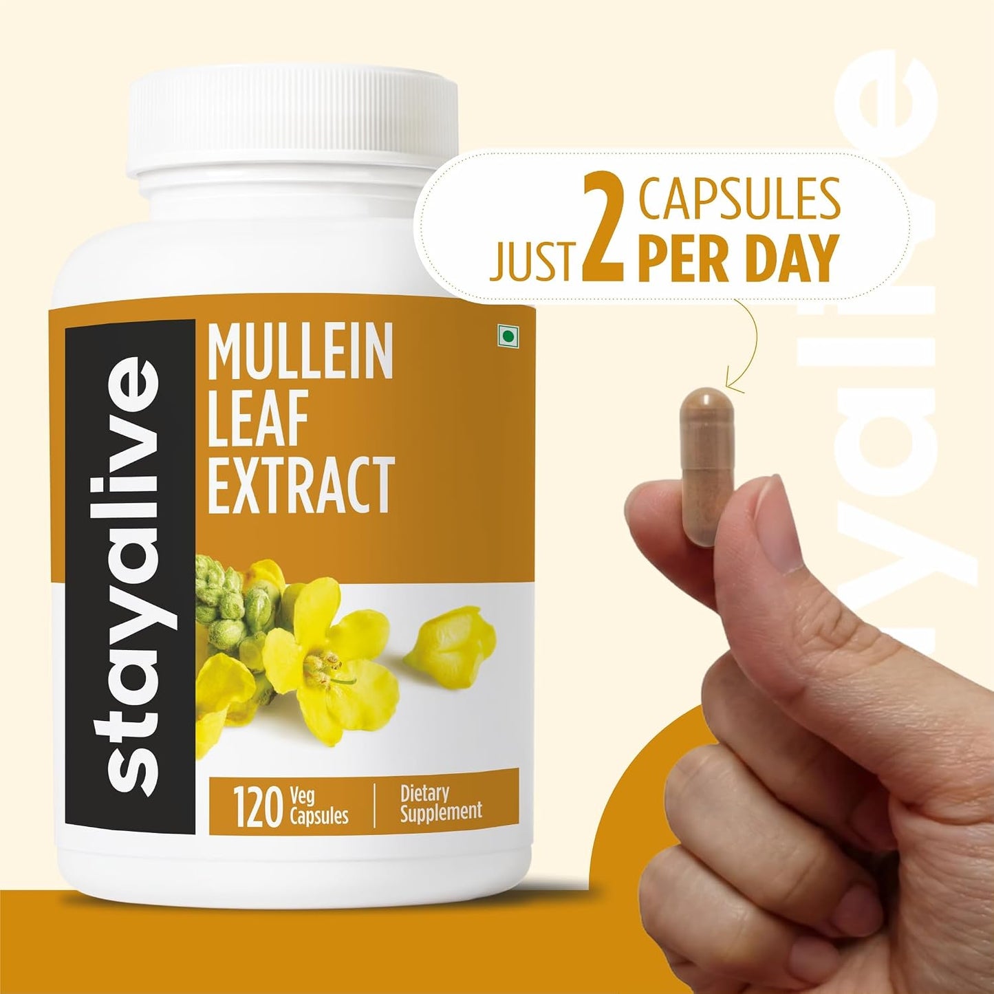 Mullein Leaf Extract 1000mg, 10:1 High Strength - 120 Vegan Capsules - görsel 7