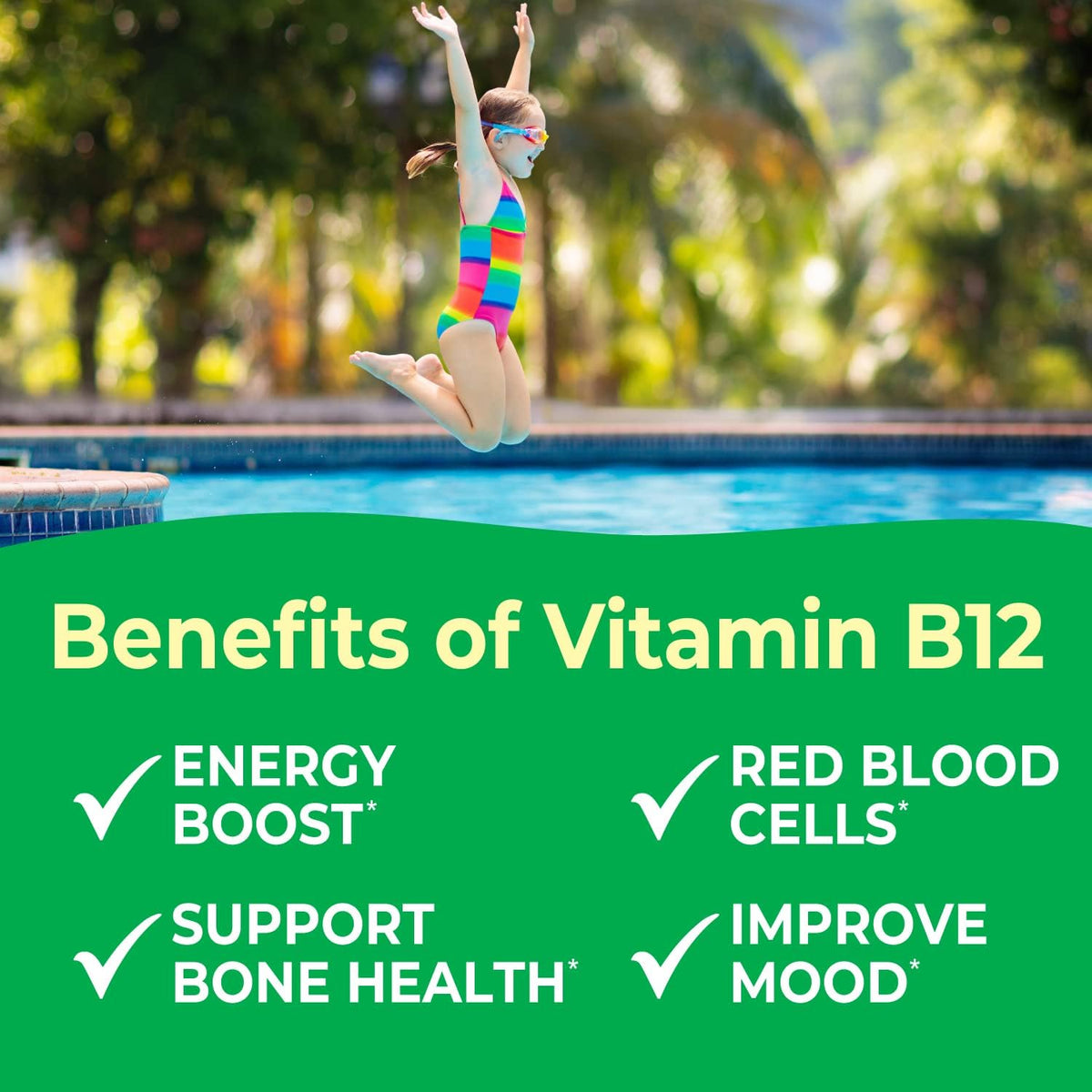 VitaWorks Vitamin B12 for Children 1000 mcg Chewable Tablets - Cherry, Vegan, 120 Count - görsel 3