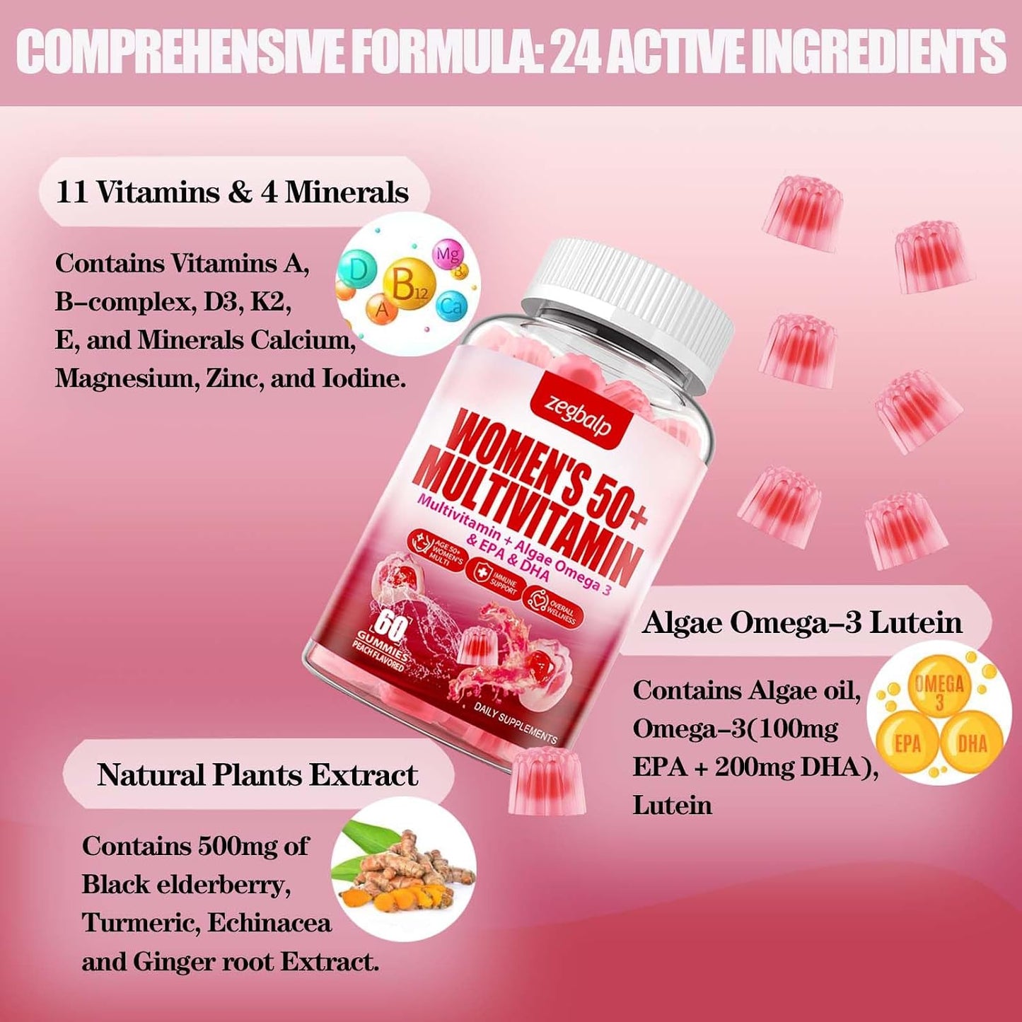 ZEGBALP Sugar-Free Women's Multivitamin 50+ Gummies - görsel 3