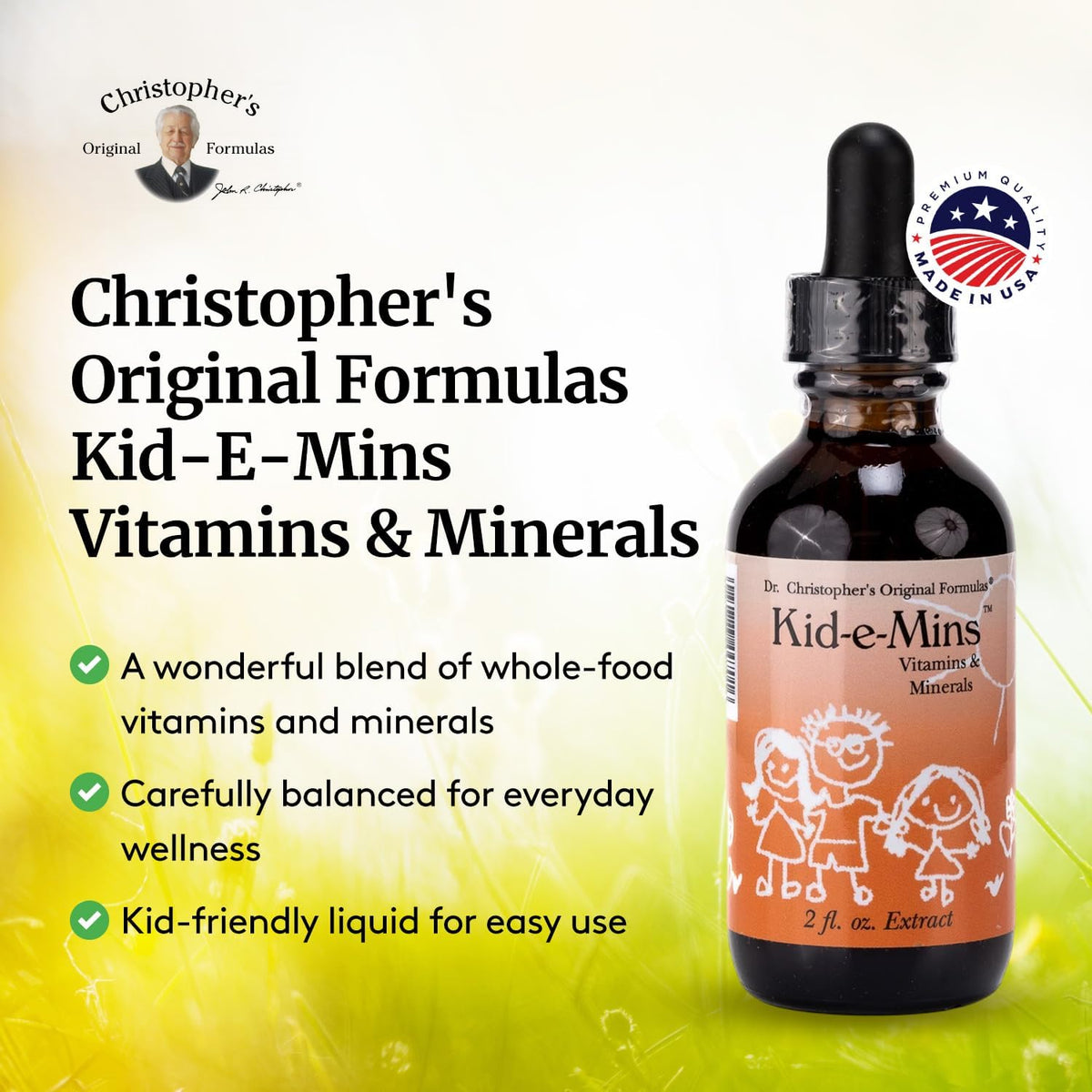 Christopher's Original Formulae Kid-E-Mins Vitamins & Minerals, Natural Orange Flavour, Kids Liquid Multivitamin, 2 fl oz - görsel 4