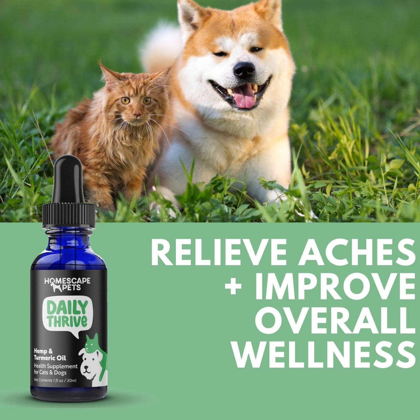 Homescape Pets Daily Thrive Hemp Oil & Turmeric for Cats and Dogs - görsel 6