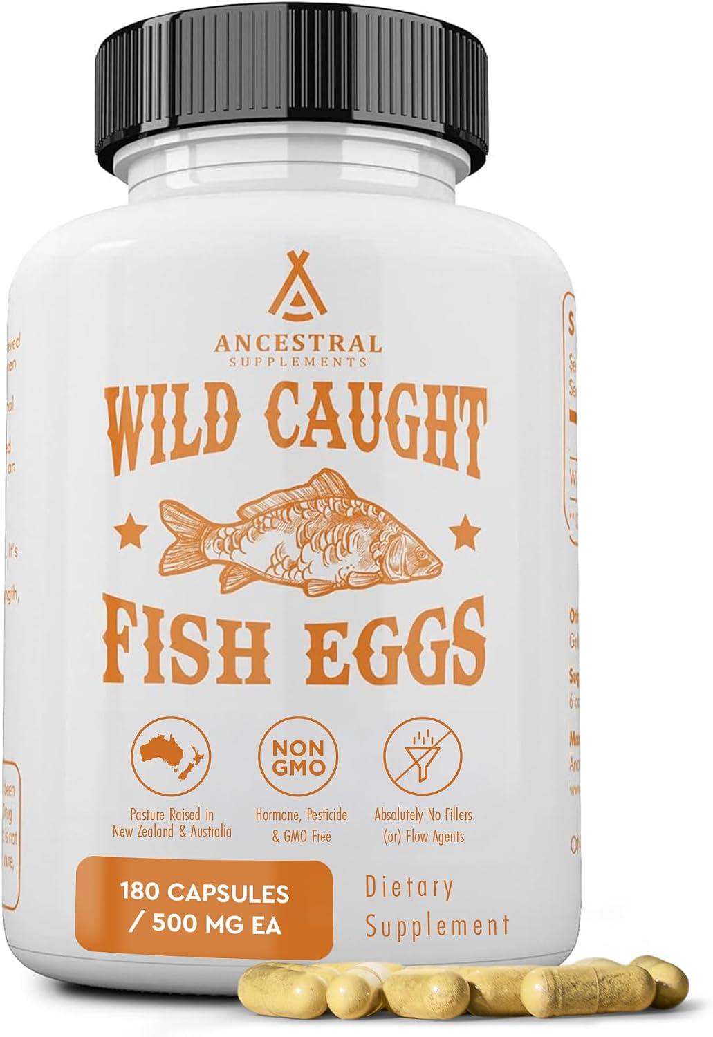 Ancestral Supplements Wild Caught Fish Eggs, 2400mg, 180 Capsules - görsel 1