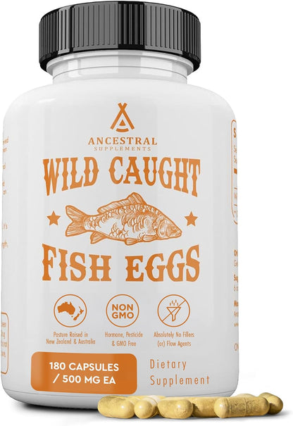 Ancestral Supplements Wild Caught Fish Eggs, 2400mg, 180 Capsules
