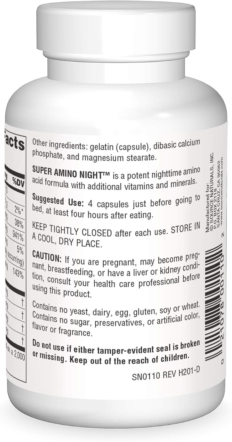 Source Naturals Super Amino Night - Advanced Amino Acid Formula - 60 Capsules - görsel 2