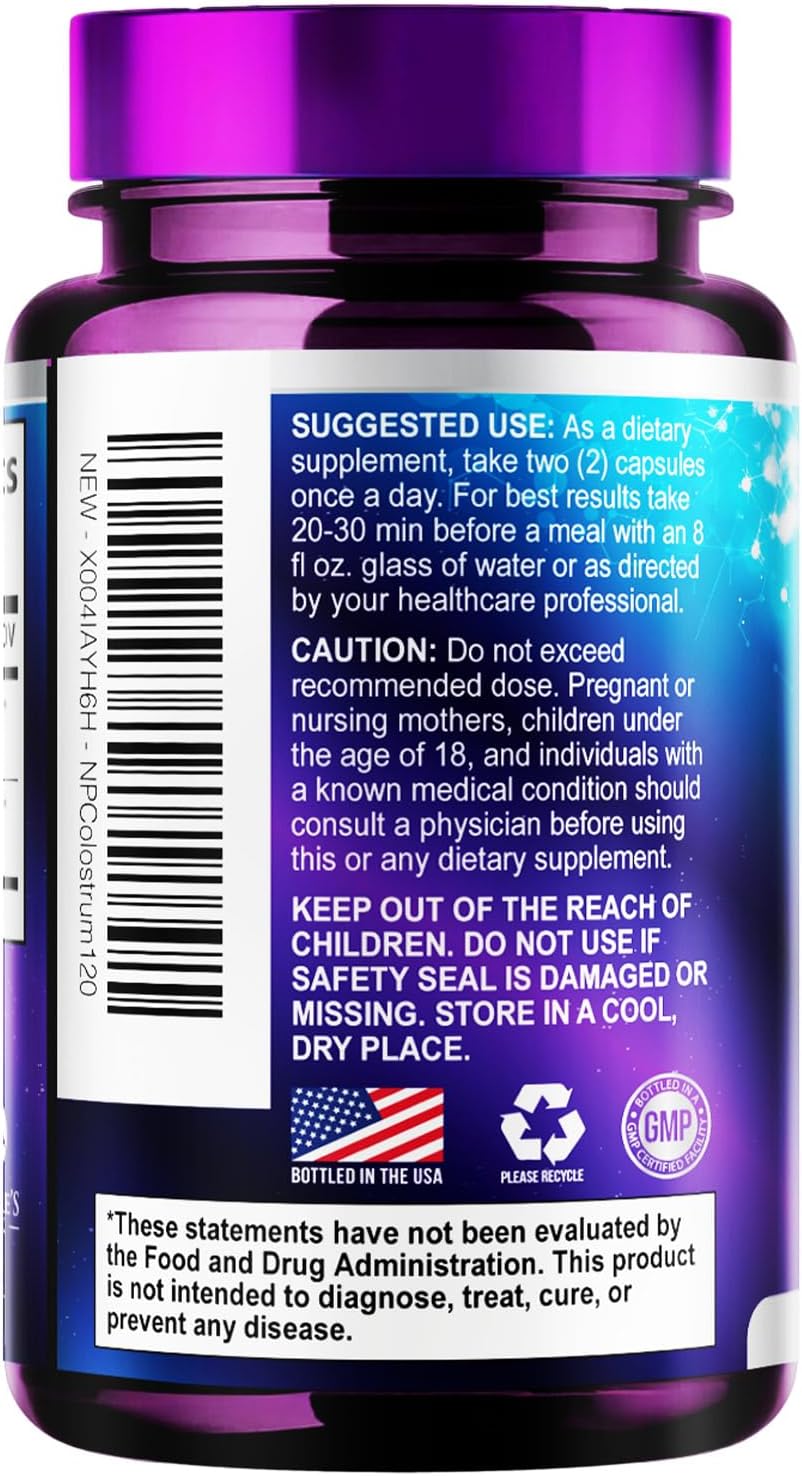 Nature's Peak Bovine Colostrum Supplement 1000mg – 20% Immunoglobulins (IgG) for Immune and Gut Support, 120 Capsules - görsel 8