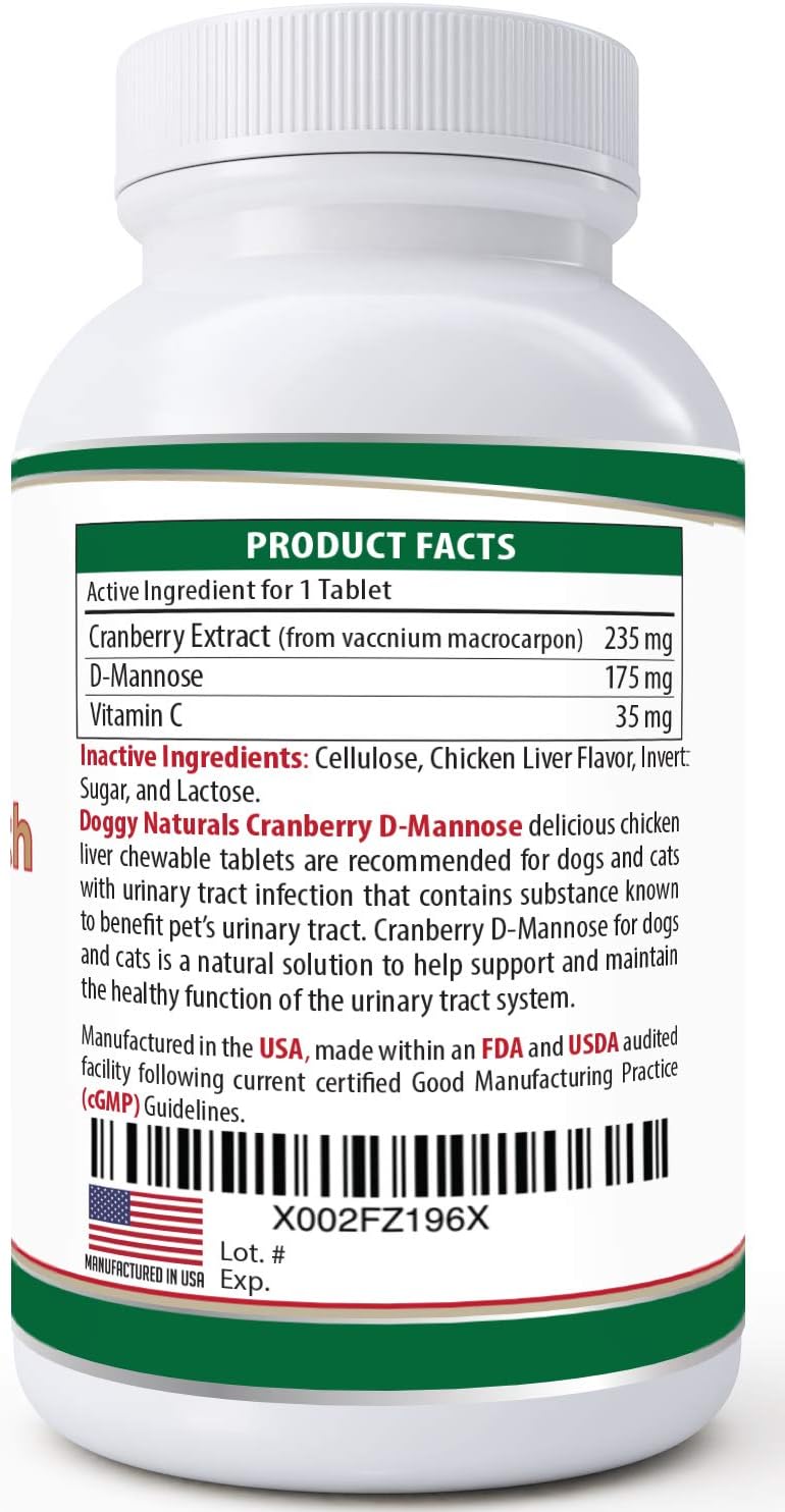 Cranberry D-Mannose for Dogs and Cats – Double Strength Chewable Tablets, 60 Count - görsel 3