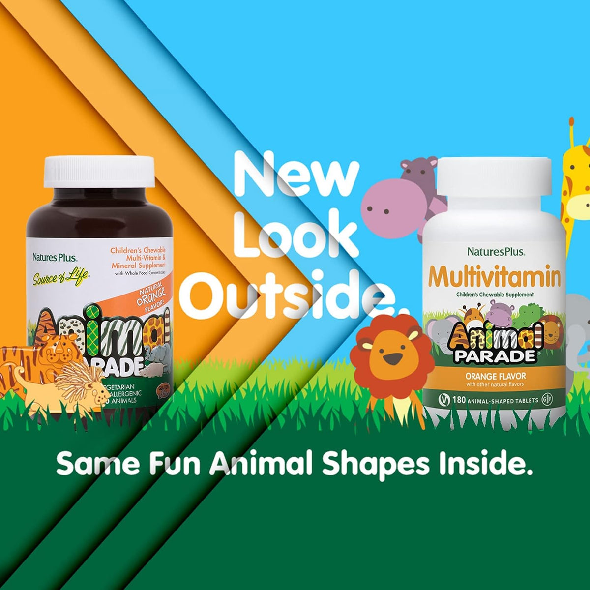 NaturesPlus Animal Parade Children's Chewable Multivitamin, Orange Flavour, 180 Tablets - görsel 2