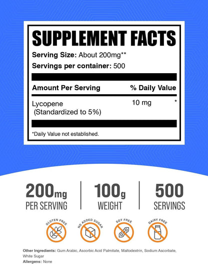 BulkSupplements.com Lycopene Powder – 200mg per Serving (100g)