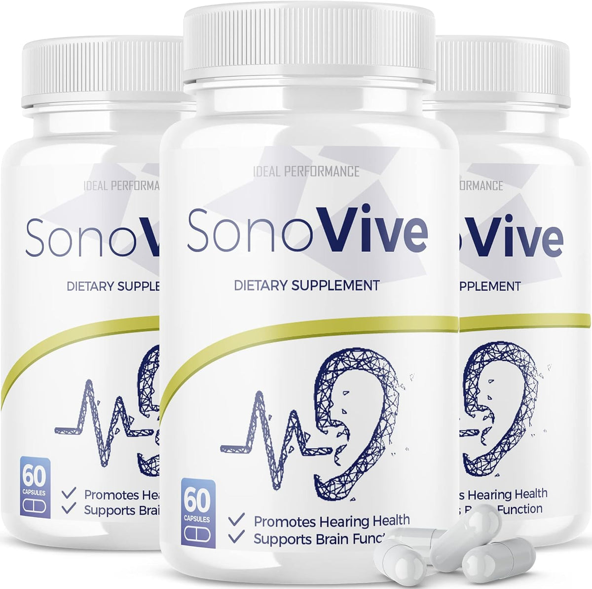 IDEAL PERFORMANCE Sonovive Hearing Support Capsules (3 Pack, 180 Capsules) - görsel 1