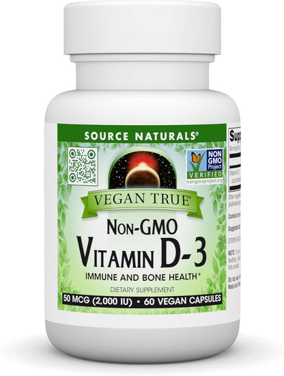 Source Naturals Vegan True Non-GMO Vitamin D-3, 2000 IU - 90 Capsules