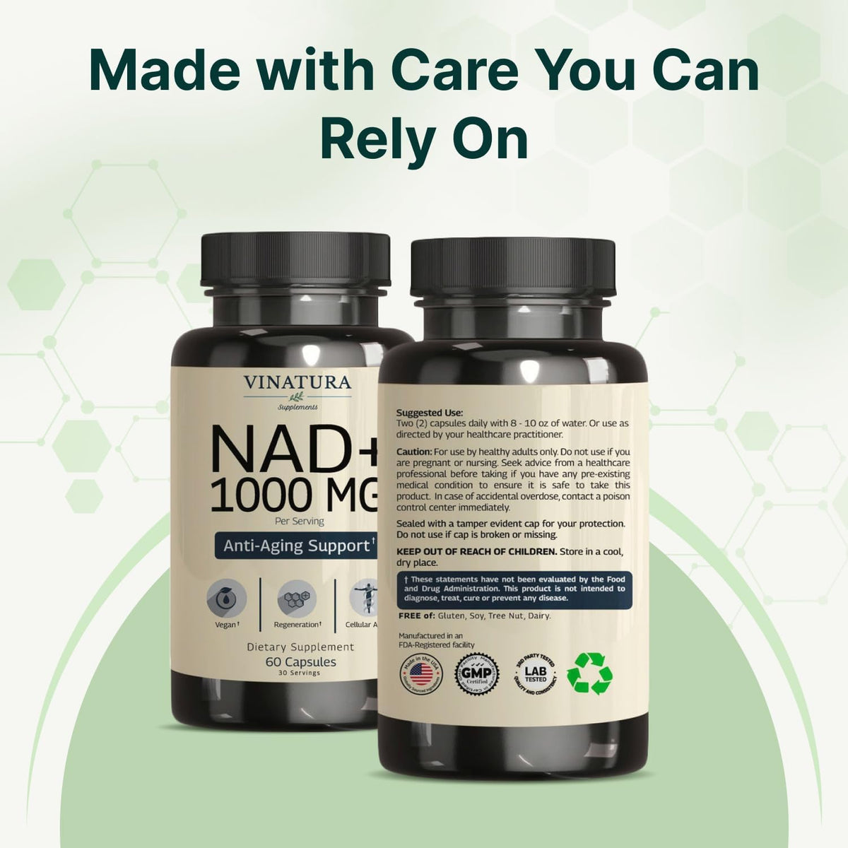 VINATURA NAD Supplement 1000mg - Pure NAD+ for Cellular Health - görsel 9