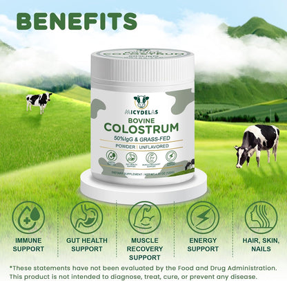 Bovine Colostrum Supplement Powder 50% IgG – Grass Fed, Non-GMO, Unflavoured (60 Servings)