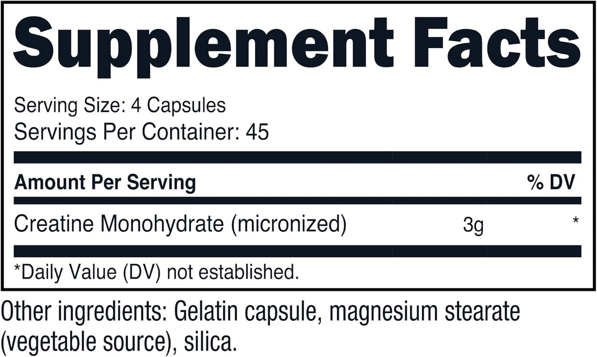 Nutricost Creatine Monohydrate 3,000 mg, 180 Capsules (750 mg Per Capsule) - Gluten-free, Non-GMO - görsel 6