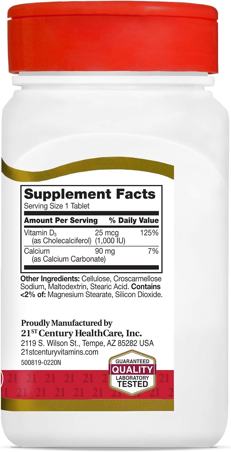 21st Century Vitamin D3 1000 IU Tablets (110 Tablets) – Pack of 3 - görsel 7