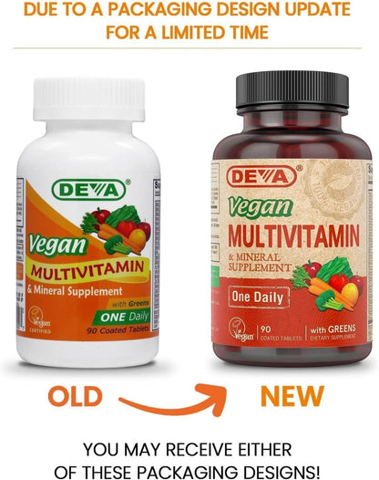 Deva Vegan Multivitamin and Mineral Supplement – Once-Daily Formula with Greens